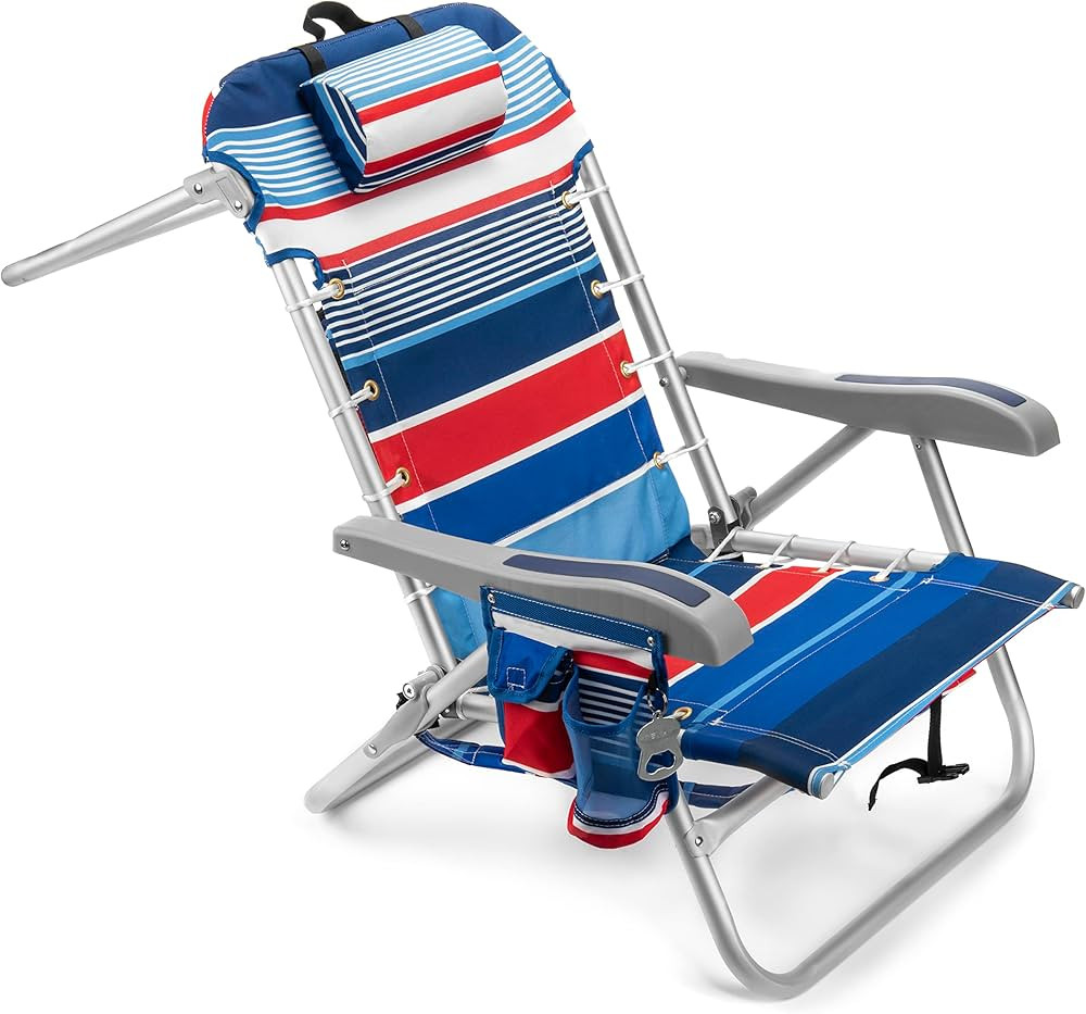 Homevative Cooler+ Folding Backpack Beach Chair with 5 Positions, Towel bar, XL Cooler Pouch, Sto... | Amazon (US)