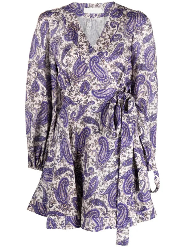 Devi paisley-print wrap dress | Farfetch Global