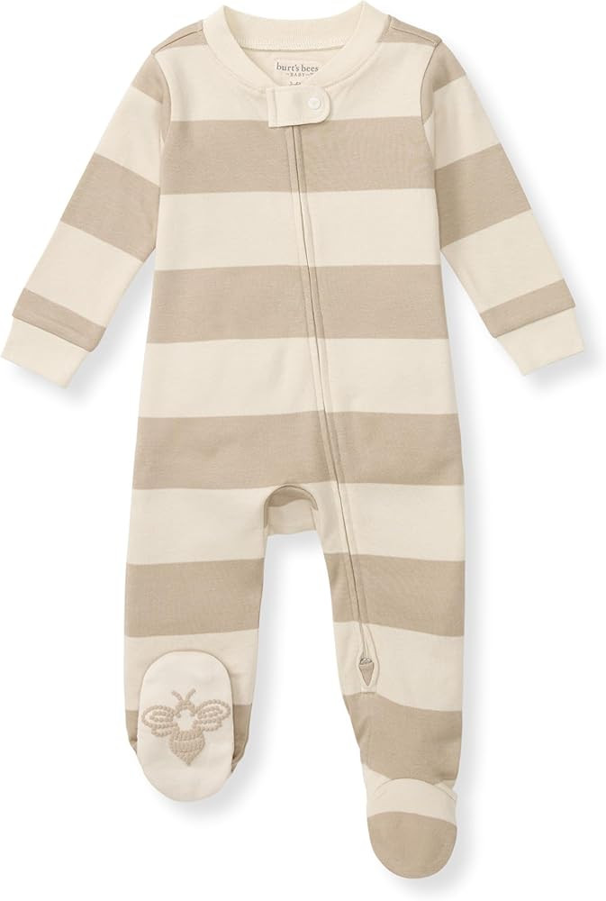 Burt's Bees Baby Boys Sleep and Play PJs, 100% Organic Cotton One-Piece Zip Front Romper Jumpsuit... | Amazon (US)