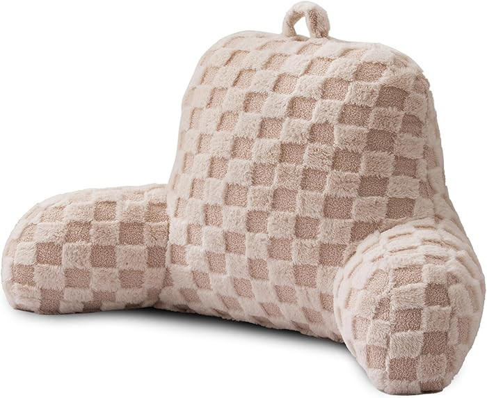 A Nice Night Faux Fur Reading Pillow,Checkered Fluffy Grid Plaid,Bed Wedge Pillow Large Adult Chi... | Amazon (US)