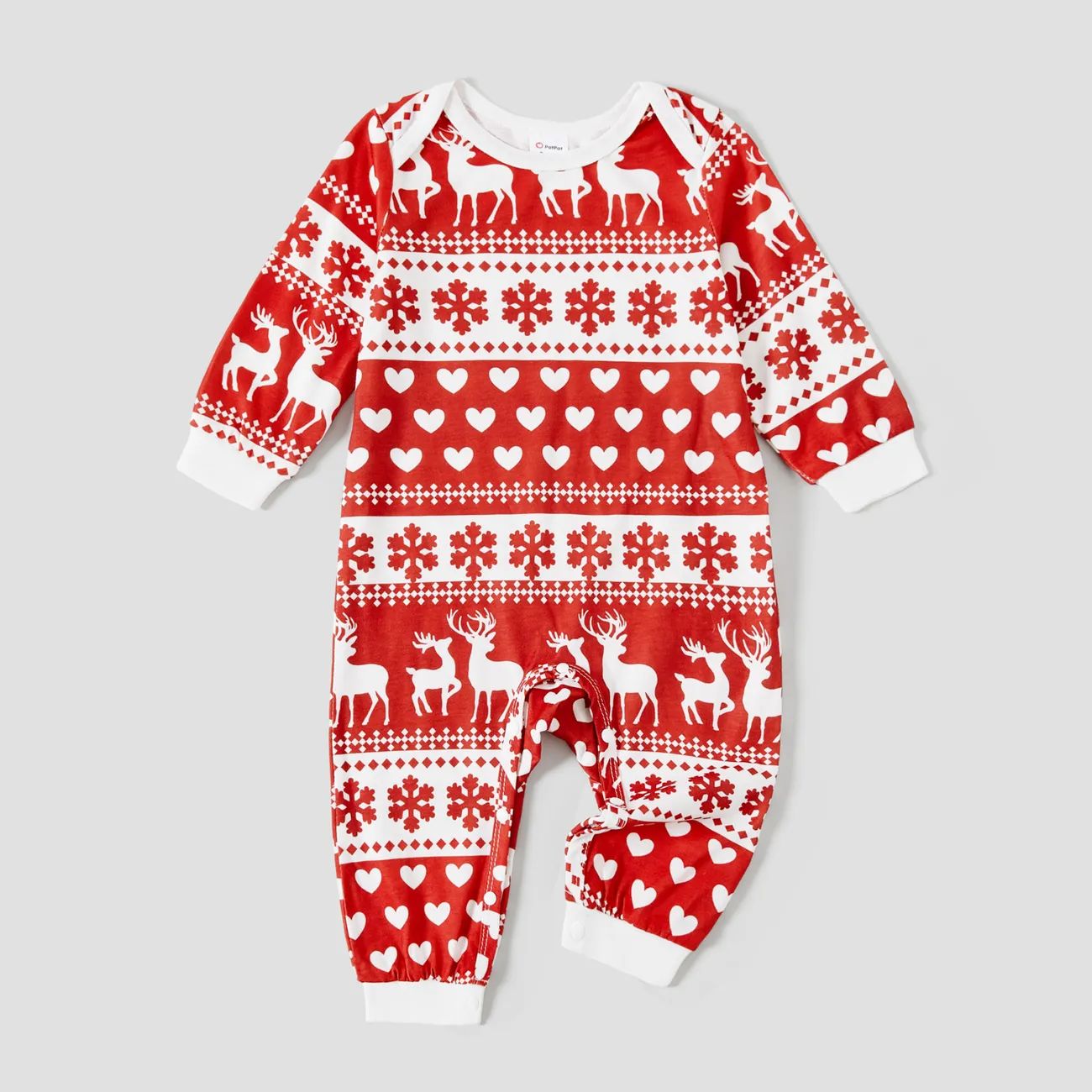 Christmas Family Matching Allover Red Print Long-sleeve Pajamas Sets (Flame Resistant) | PatPat