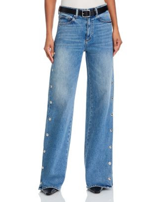 Sasha High Rise Wide Leg Jeans with Side Snaps in Cruising | Bloomingdale's (US)