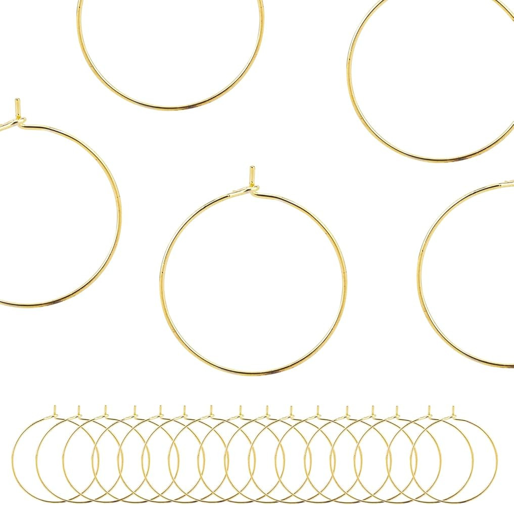BEADNOVA Wine Glass Charm Rings 60-120pcs Gold Plated 25mm Beading Charm Rings Wine Glass Marker ... | Amazon (US)