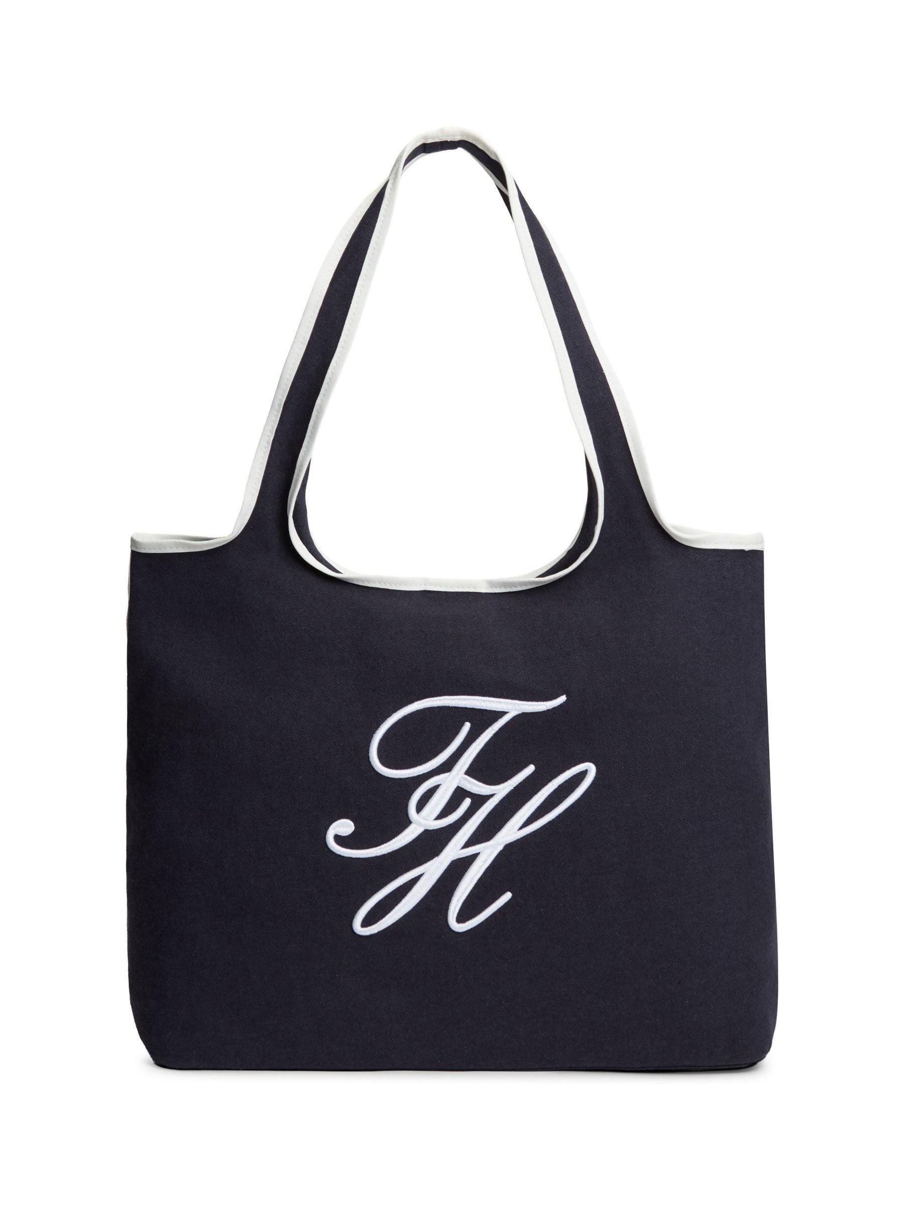 Tommy Hilfiger Tommy Hilfiger Blue Canvas Beach Tote Bag With Pouch | Next US