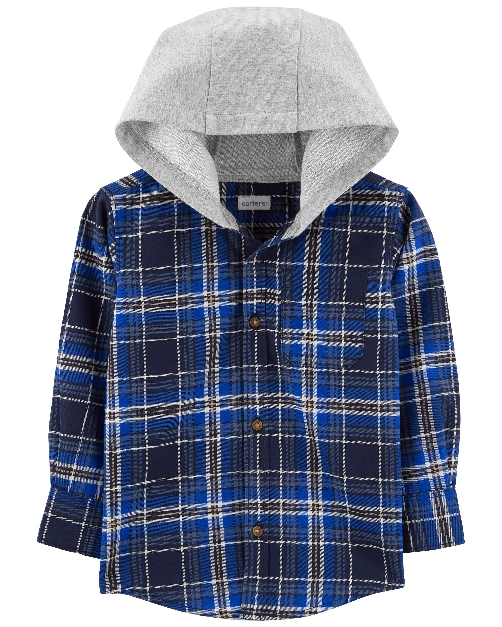 Plaid Button-Front Hooded Shirt | Carter's