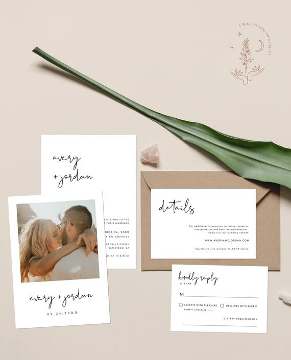 Minimalist Wedding Invitation Suite Template  Editable | Etsy | Etsy (US)