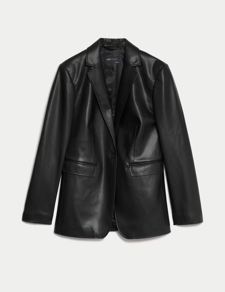Faux Leather Tailored Single Breasted Blazer | Marks & Spencer (UK)
