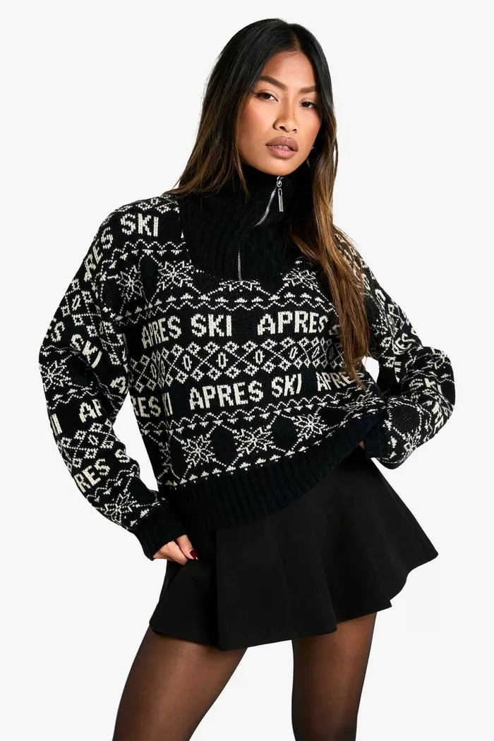 Apres Ski Half Zip Christmas Jumper | boohoo (US & Canada)