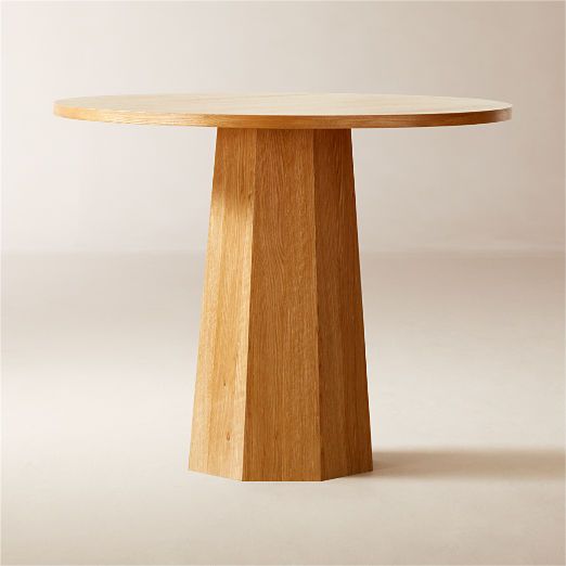 Bancroft Round Oak Pedestal Dining Table 38'' + Reviews | CB2 | CB2
