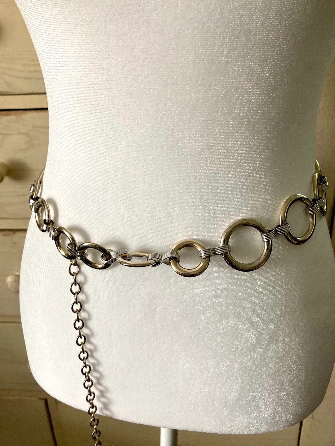 Vintage Vtg 1970s Style Gold Silver Tone Circle Chain Metal - Etsy | Etsy (US)