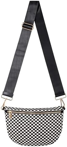 Woven Crossbody Bag for Women, Checkered PU Bum Bag Sling Purse with Adjustable Strap for Travel,... | Amazon (US)