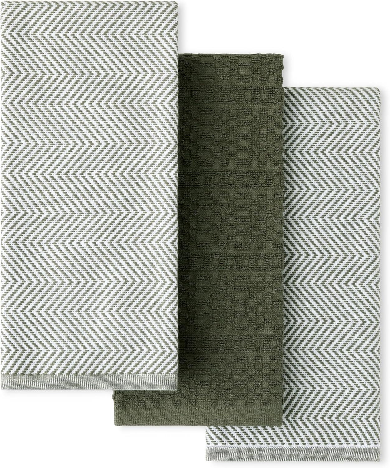 KitchenAid® Evergreen Design Series Heavyweight Textured Oversized Kitchen Towels 3-Pack Set, Absorbent 100% Cotton, Dual-Purpose, Deep Forest Green, 18"x28" | Amazon (US)