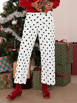 Tankaneo Womens Cropped Striped Jeans Casual High Waisted Stretchy Polka Dots Straight Leg Denim ... | Amazon (US)