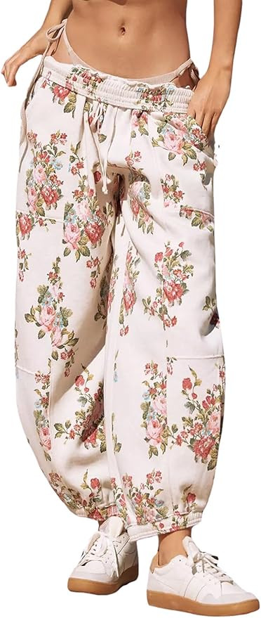 Leopard Pants Women Barrel Sweatpants Casual Baggy Cheetah Print Lounge Pants Drawstring Joggers ... | Amazon (US)