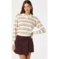 ASTR the Label | Polo Long Sleeve Striped Sweater in White yellow stripe | Size XS | ASTR The Label (US)