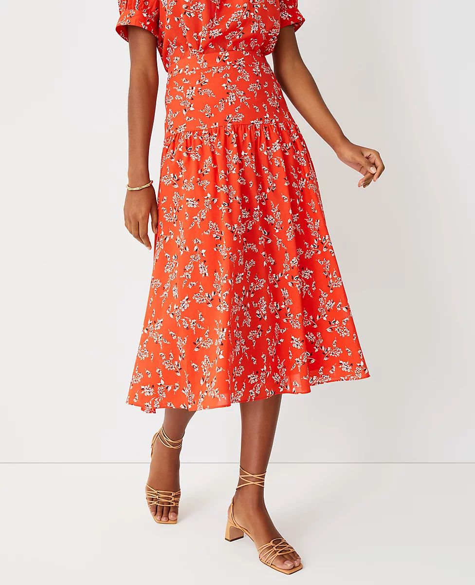 Floral Flounce Midi Skirt | Ann Taylor (US)