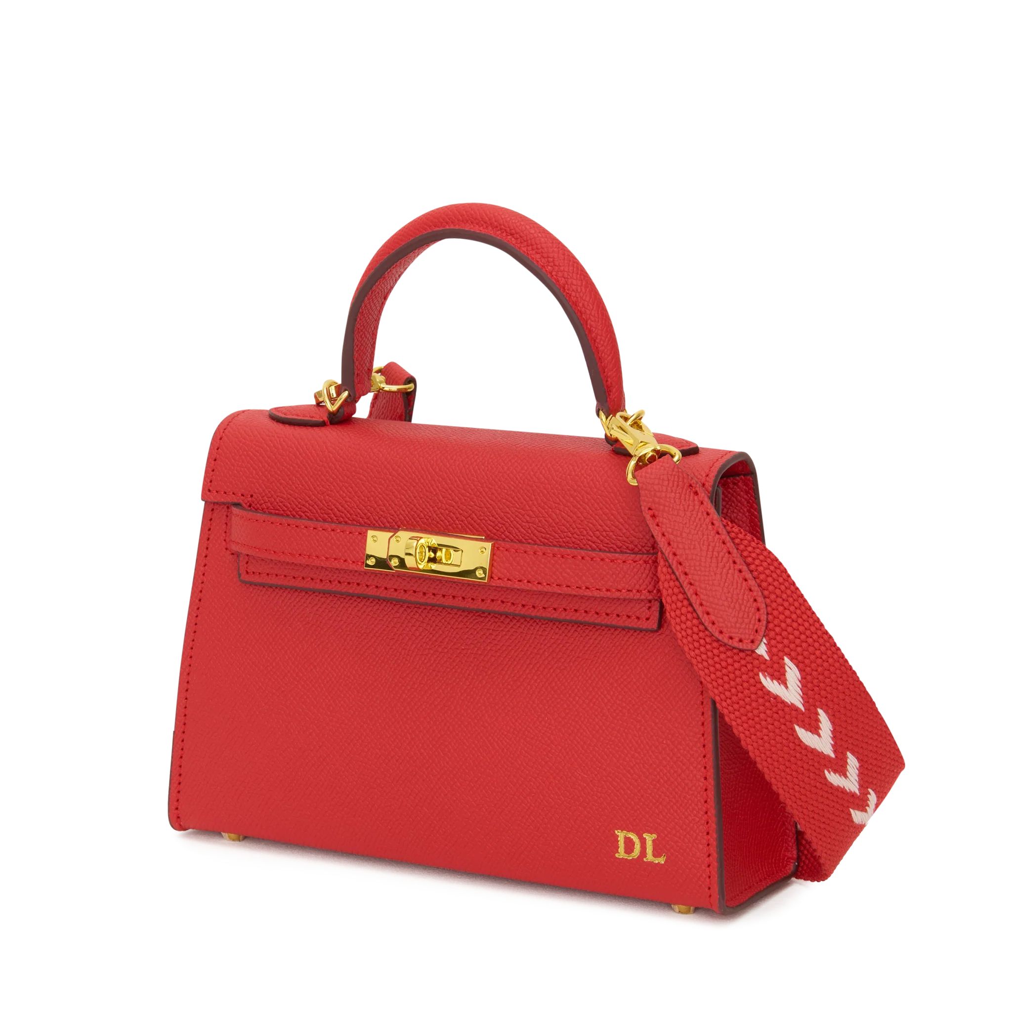 Lily & Bean Hettie Mini Bag - Traffic Light Red with Initials with Fab | Lily and Bean