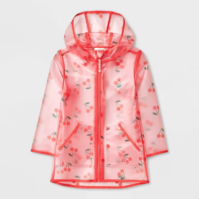 Toddler Cherry Printed Clear Rain Coat - Cat & Jack™ Pink | Target