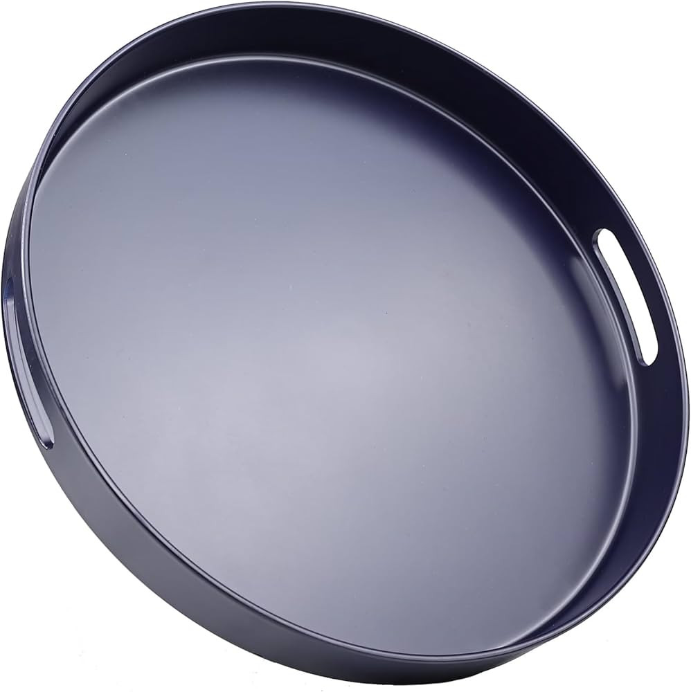 SforGUVA Navy Blue Decorative Serving Tray with Handles, 13” Versatile Ottoman Tray for Coffee ... | Amazon (US)