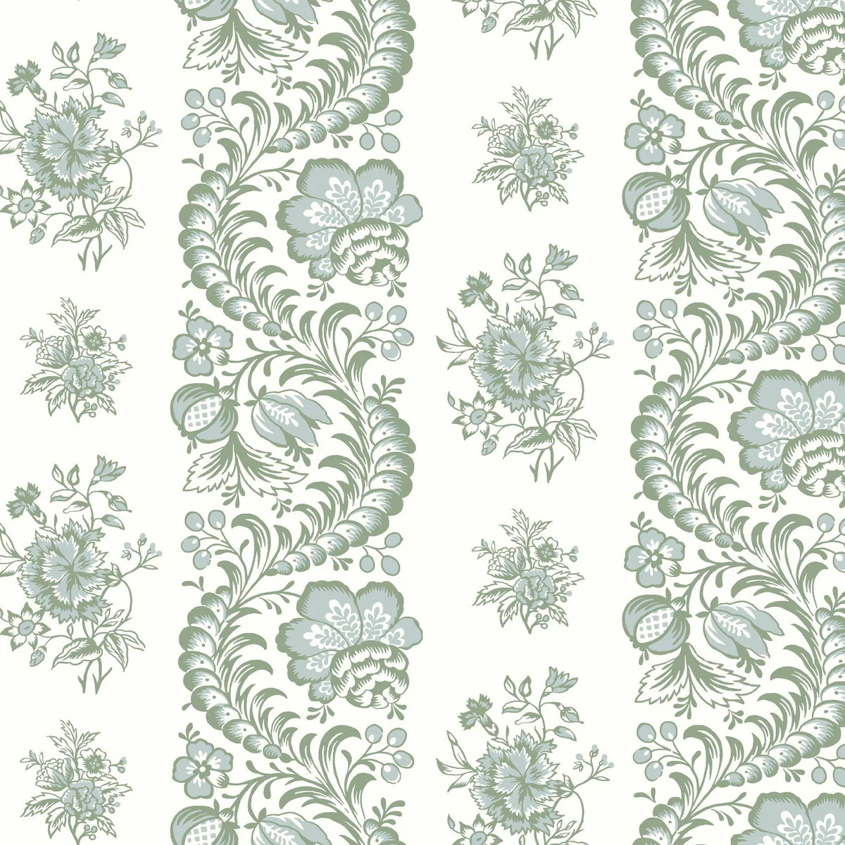 Antonina Vella Beaumont Green Floral Stripe Wallpaper | DecoratorsBest