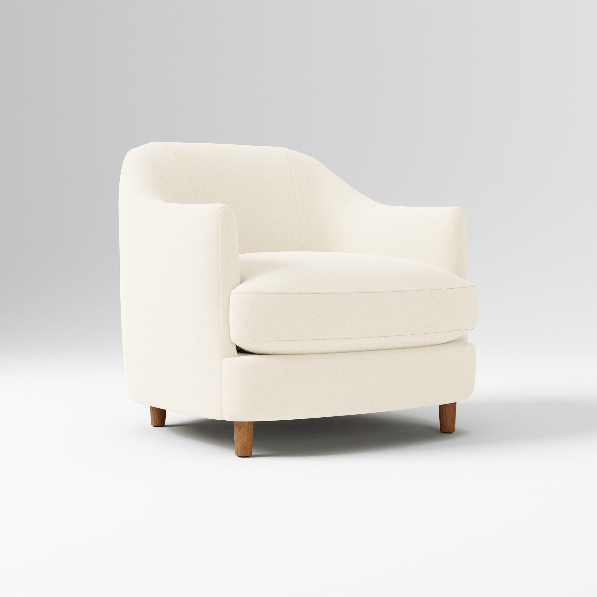 Silvan Arm Chair, Performance Velvet Alabaster, Cool Walnut | West Elm (US)