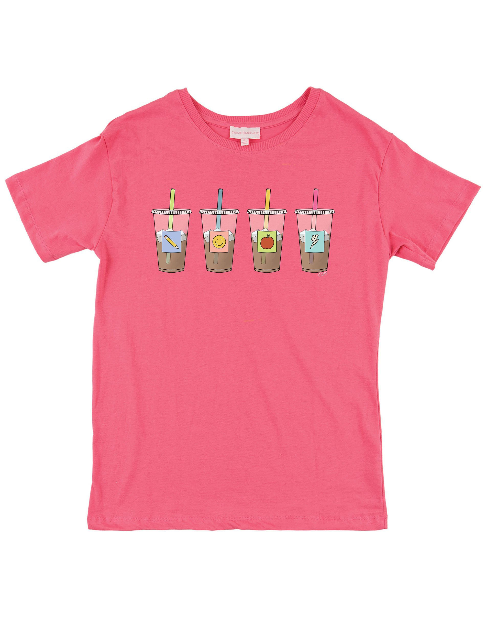 Teacher Iced Coffee Cups Callie Tee - Pink | Callie Danielle