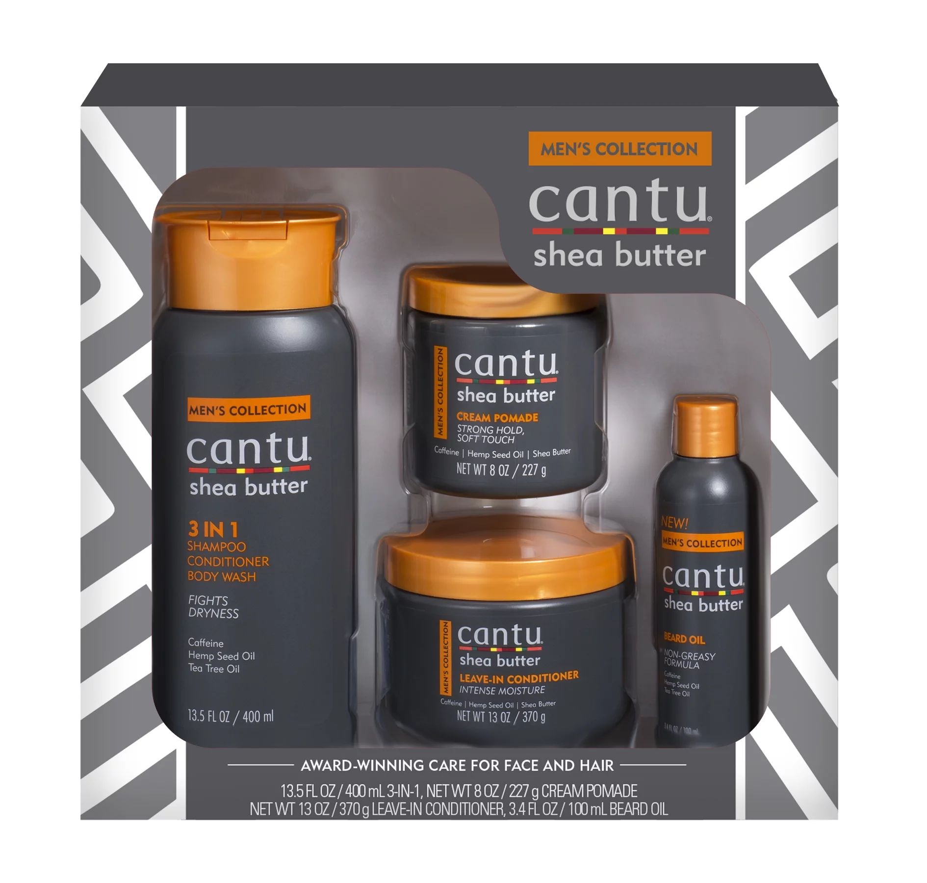 ($24 Value) Cantu Men's Collection 4-Piece Gift Set, 3 in 1 Shampoo 13.5 fl oz, Cream Pomade 8 oz... | Walmart (US)