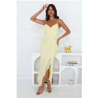 Flaunt It Girl Frill Mesh Maxi Dress Yellow | Hello Molly (US)