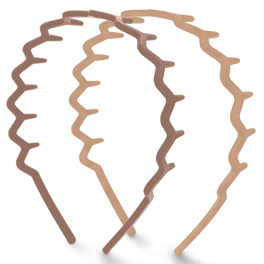 Kitsch Zig Zag Headbands, Recycled Plastic Wavy Hair Band with Teeth, Comb Headbands for Women an... | Amazon (US)