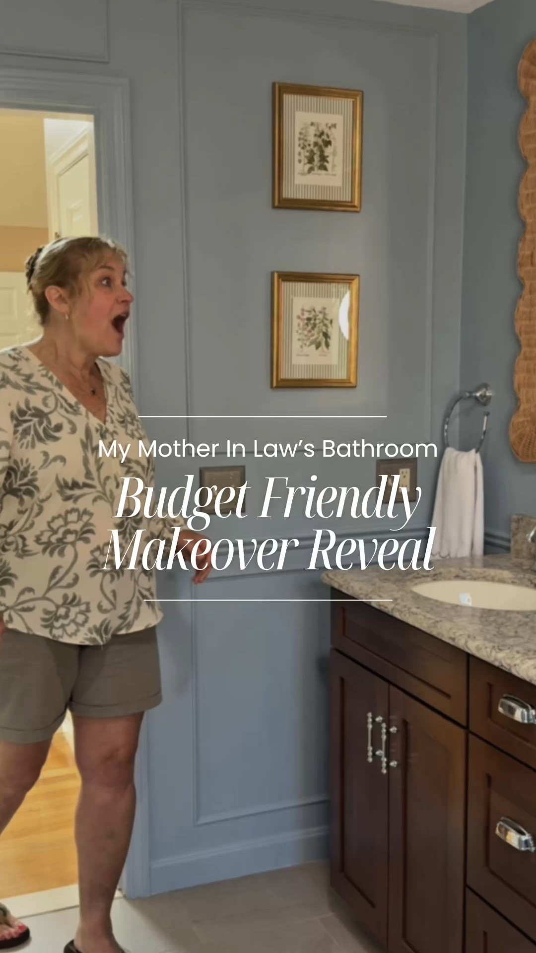 Finally getting to reveal my in laws budget friendly bathroom makeover!! #grandmillenial cottage core, scalloped mirror, hydrangea, preppy, 

#LTKHome #LTKFindsUnder100 #LTKStyleTip