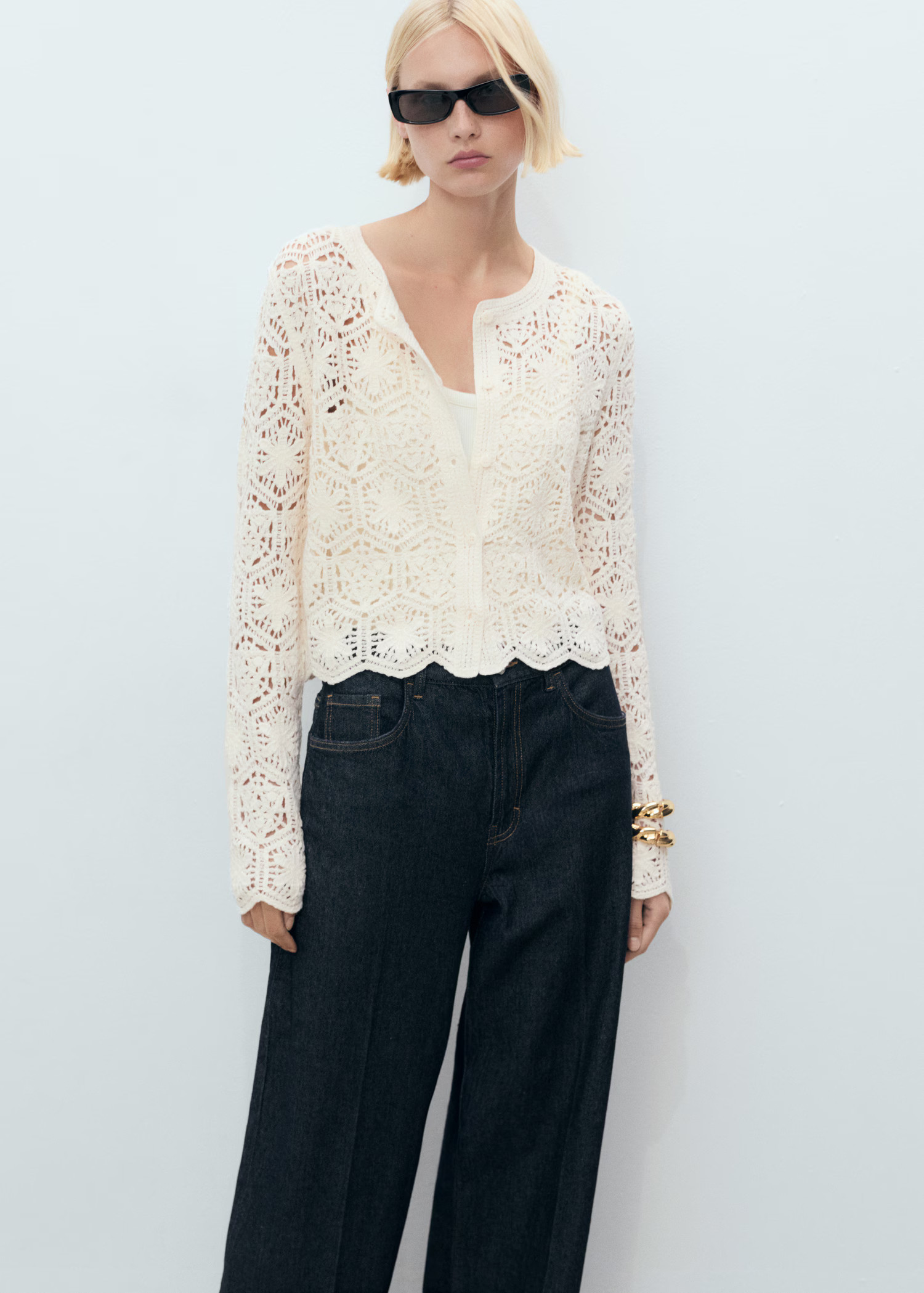 Crochet knitted cardigan - Women | MANGO USA | Mango (US/MX/AU)