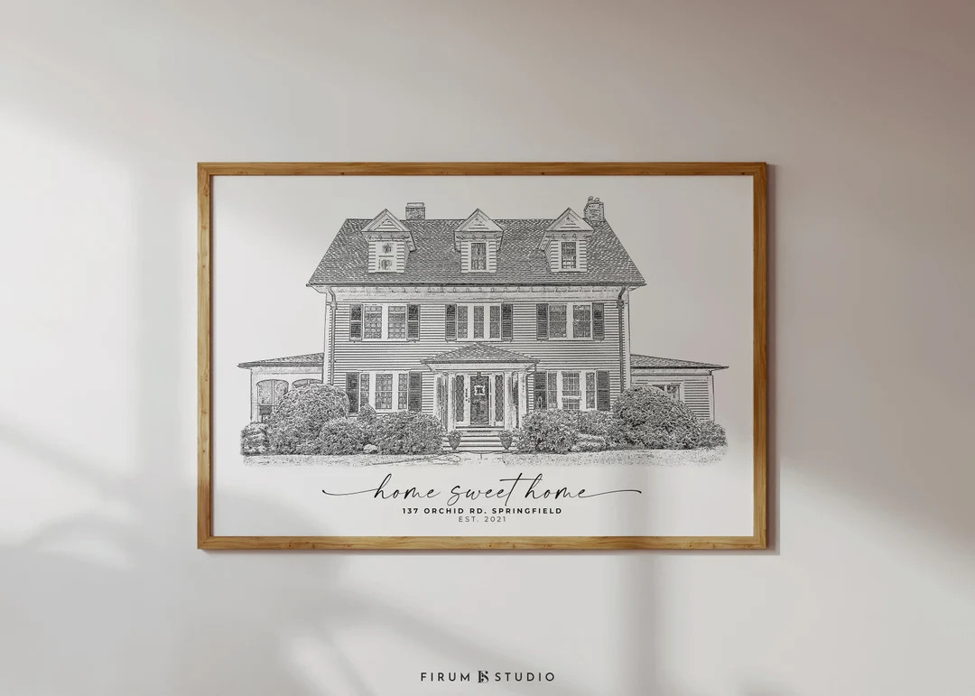 Custom House Illustration, New Home Portrait From Photo, Personalized Home Sketch, Going Away or ... | Etsy (US)