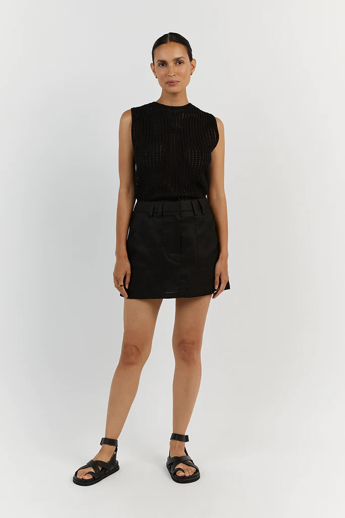 EVA BLACK LINEN SKORT | DISSH