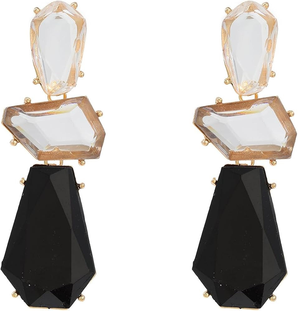 Statement Earrings for Women Vintage Brown Rhinestone Earrings Big Boho Colorful Earrings Large C... | Amazon (US)