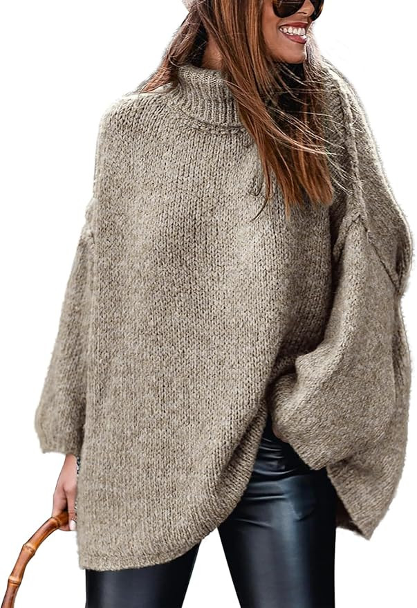 ATHMILE Oversized Chunky Sweaters for Women Fall Turtleneck Long Sleeve Knit Pullover Tops 2025 W... | Amazon (US)