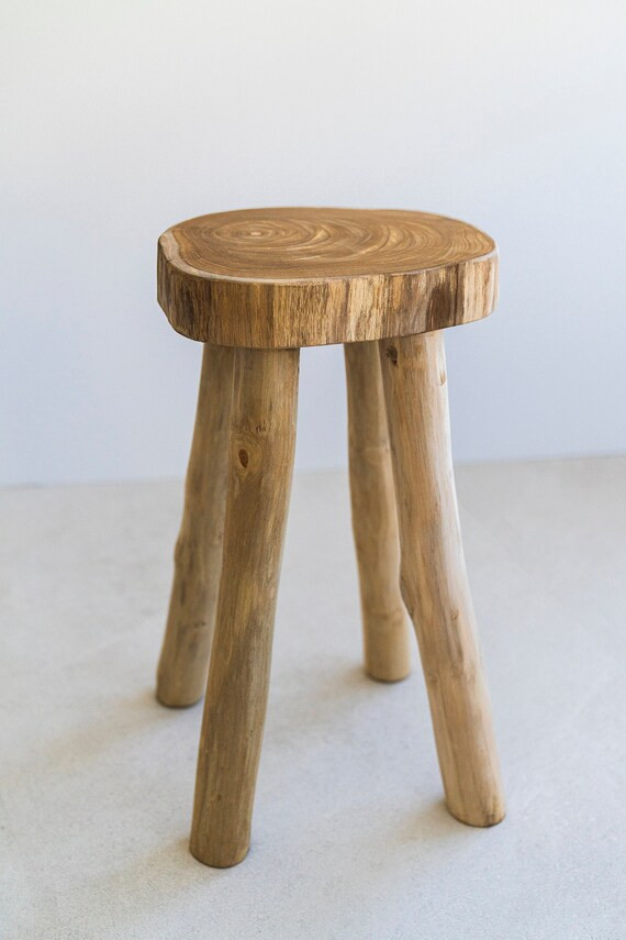 Teak Wooden Stoolsmall Wood Stool18 Tall Stoolaccent | Etsy | Etsy (US)