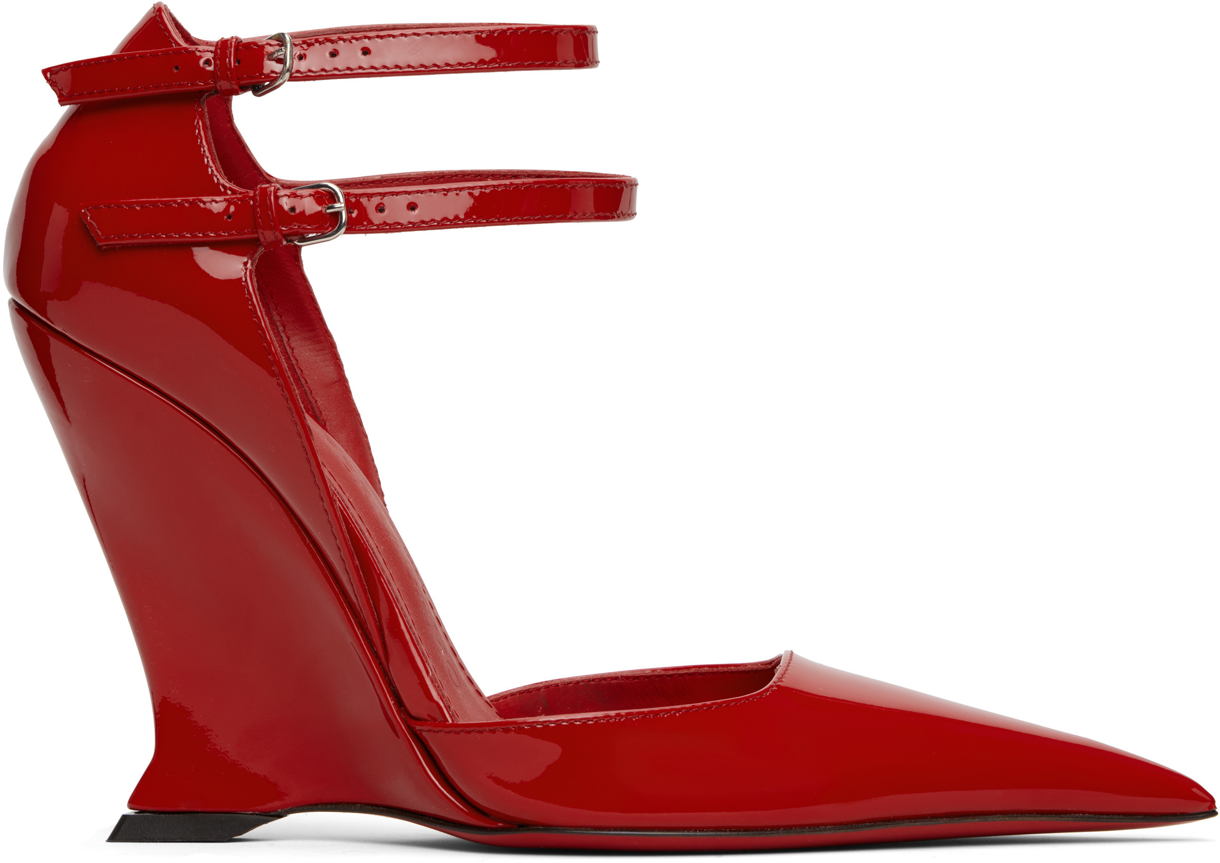 Ferragamo Red Vidya Wedge Heels | SSENSE