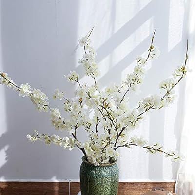 YIBELAAT Artificial Cherry Blossom Flowers, 4pcs Peach Branches Silk Tall Fake Flower Arrangement... | Amazon (US)