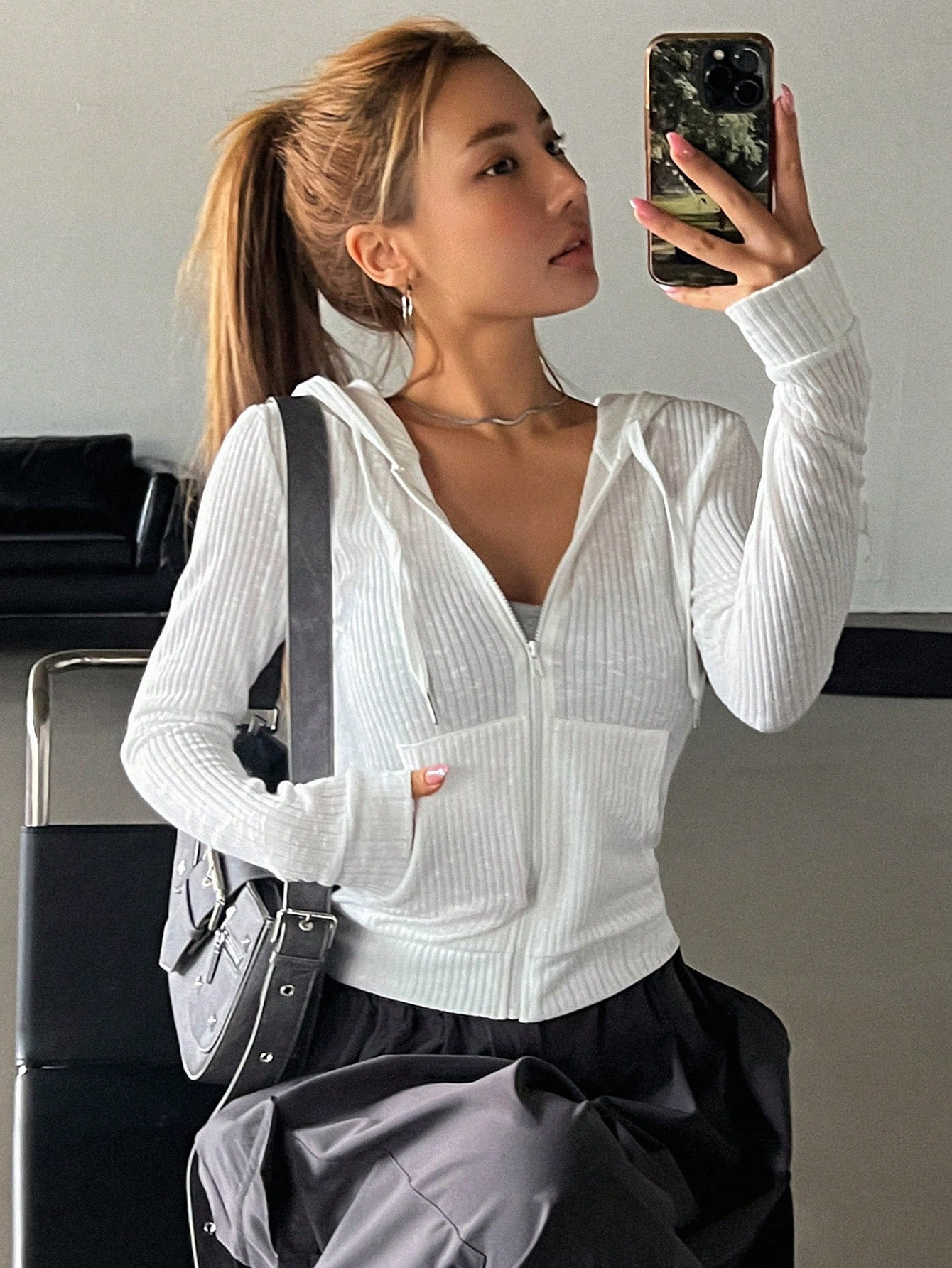 DAZY Zip Up Drawstring Hoodie | SHEIN