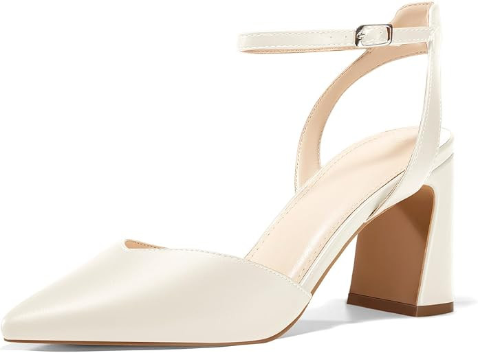 Juliet Holy Womens Closed Toe Heels Chunky Block Heel Ankle Strap Pumps Slingback Heeled Sandals | Amazon (US)