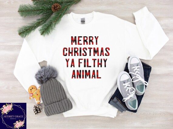 Merry Christmas Ya Filthy Animal Sweatshirt  Christmas | Etsy | Etsy (US)