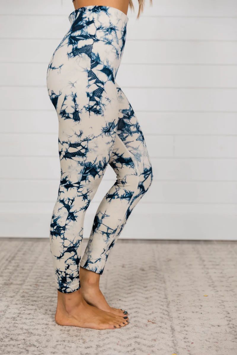 Jumping For Joy Tie Dye Navy Leggings DOORBUSTER | The Pink Lily Boutique