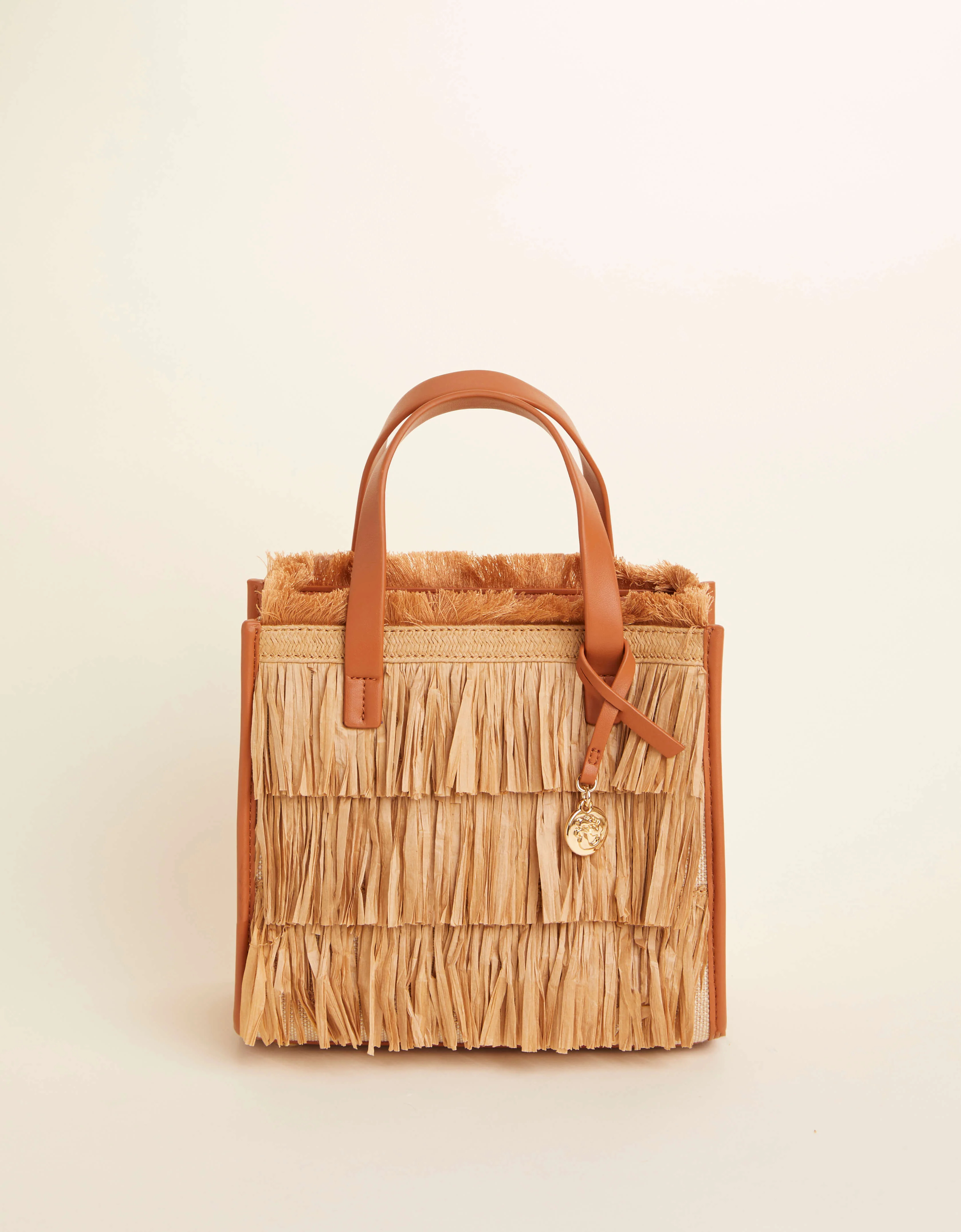 Raffia Fringe Dune Satchel Nutmeg | Spartina 449