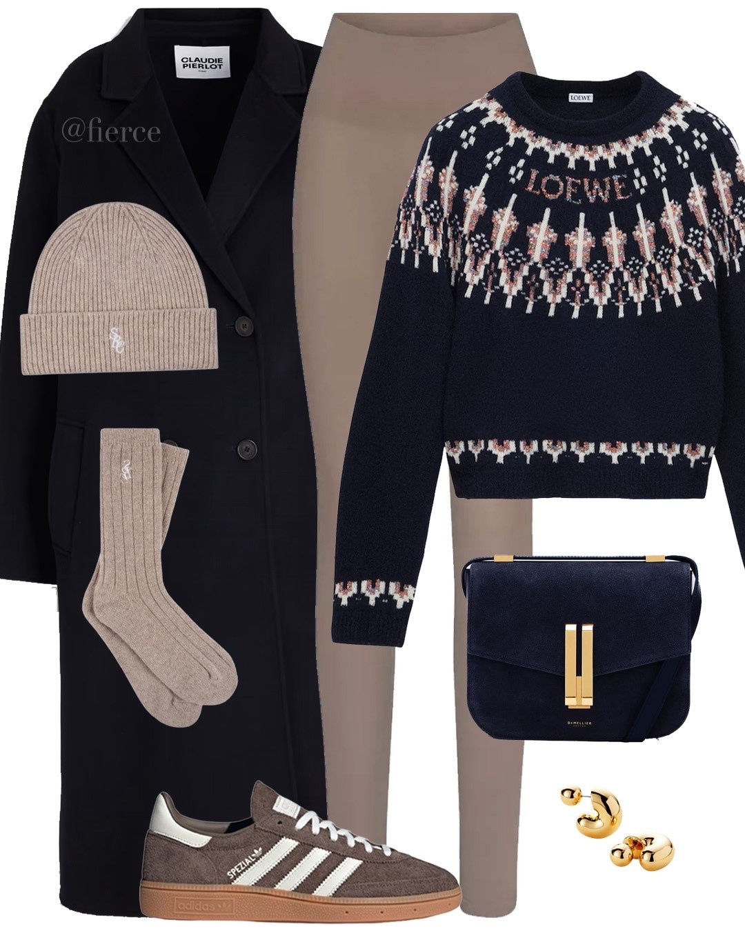 Navy wool coat taupe beige leggings taupe socks baby fair isle jumper navy bah adidas spezial christmas jumper 

#LTKeurope #LTKwinter #LTKuk