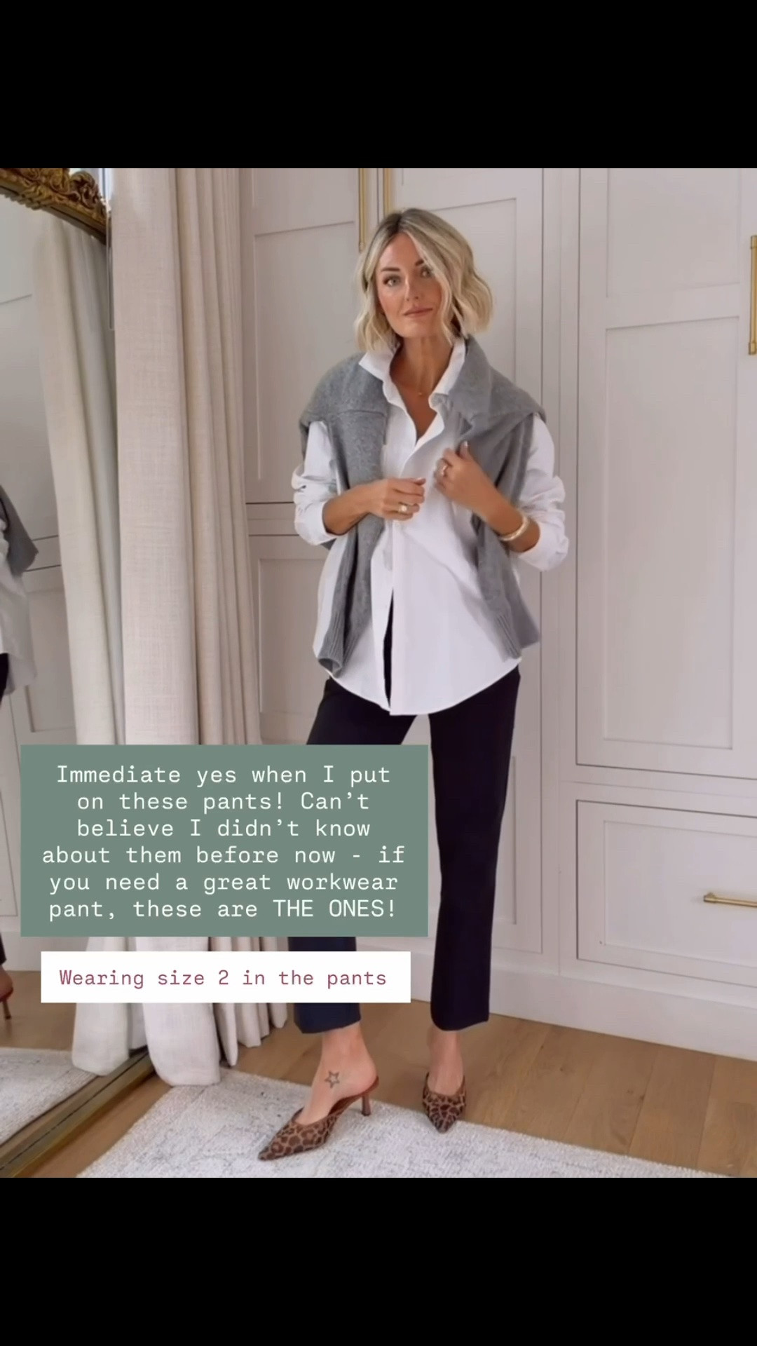 These black pants are a 10/10! 👏🏼 Love the fit of them! These are a great staple workwear pants! Wearing size 2!

Loverly Grey, Quince, fall workwear, closet staples, capsule wardrobe, workwear staples, button down