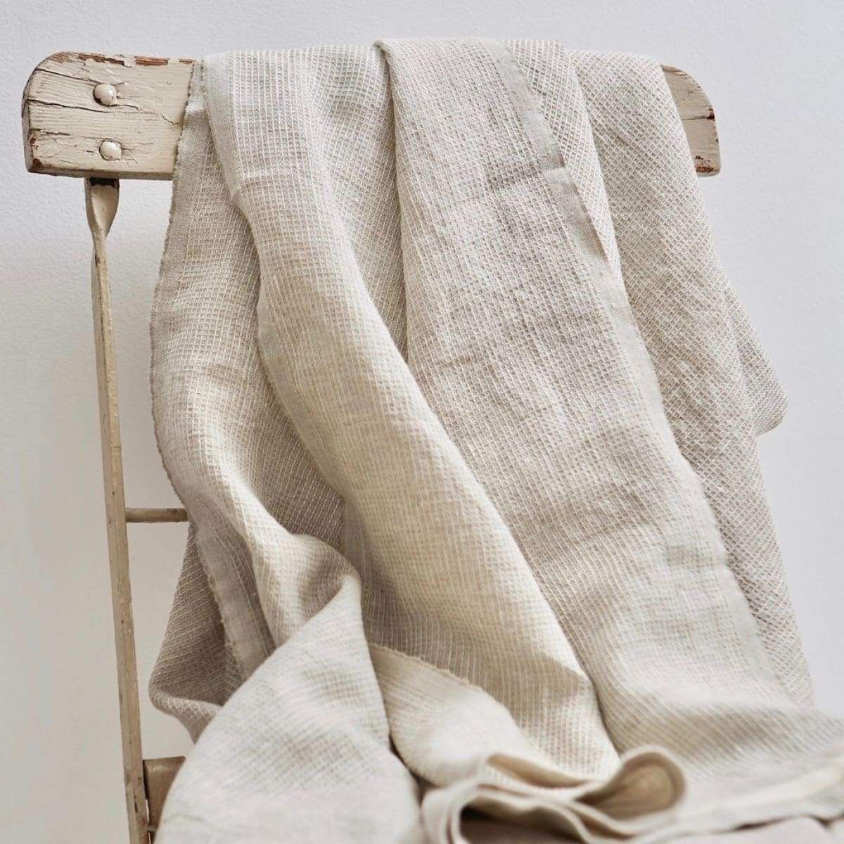 Washed Waffle Throw Natural | Elsie Green US