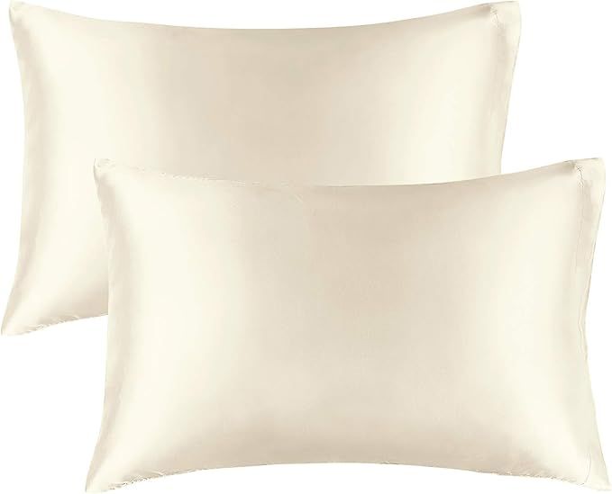 BEDELITE Satin Silk Pillowcase for Hair and Skin, Beige Pillow Cases Standard Size Set of 2 Pack ... | Amazon (US)