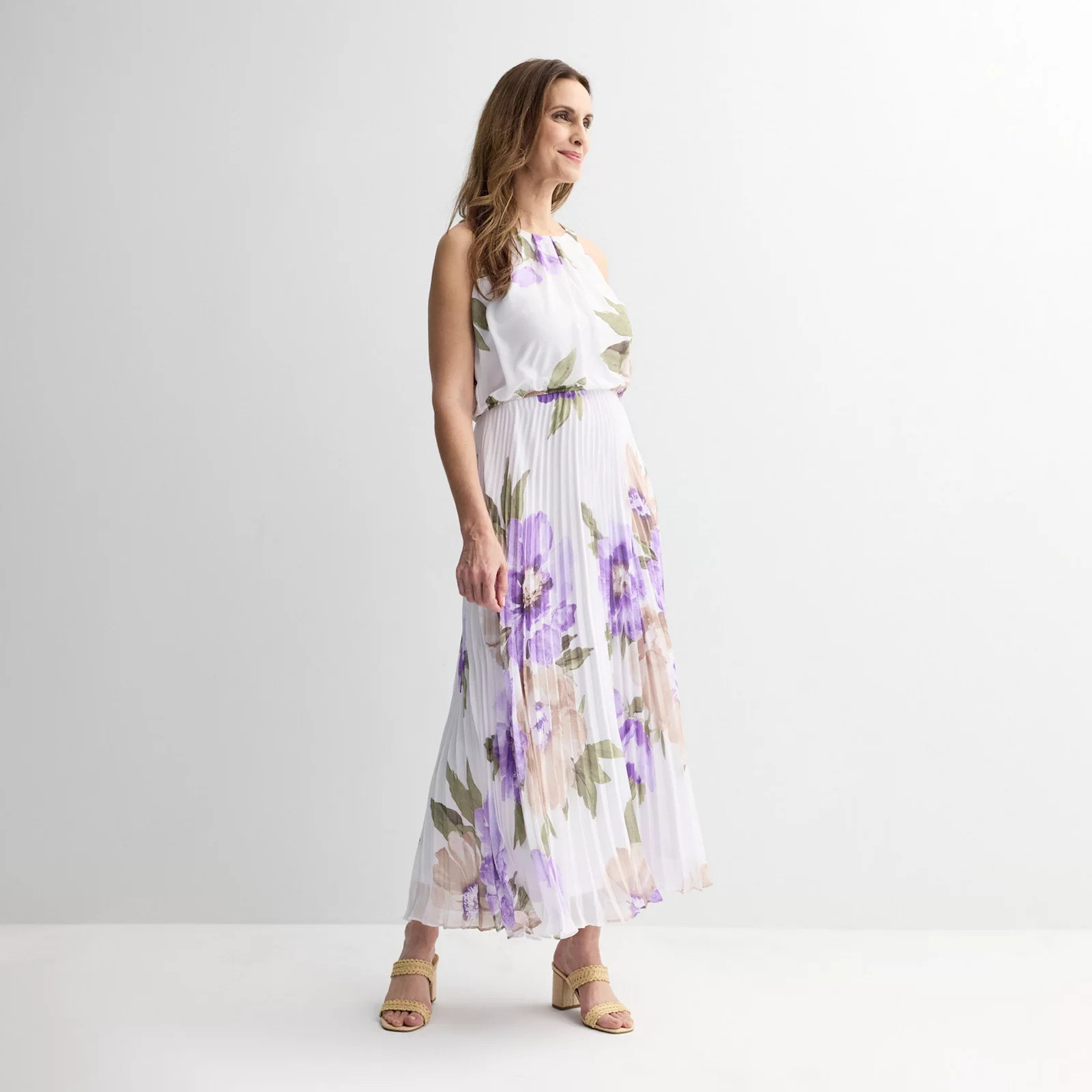Women's Robbie Bee Halter Pleated Skirt Maxi Dress | Kohl's