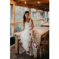 Cassiopeia - Starry Wedding Dress With Sequined Stars. Boho Bride. Celestial Dress. Stars Maudika Bridal | Etsy (US)