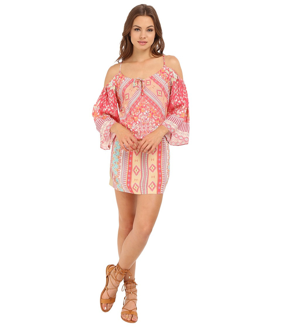 Hale Bob - Hide and Go Chic Cold Shoulder Dress with Pockets (Coral) Women's Dress | Zappos